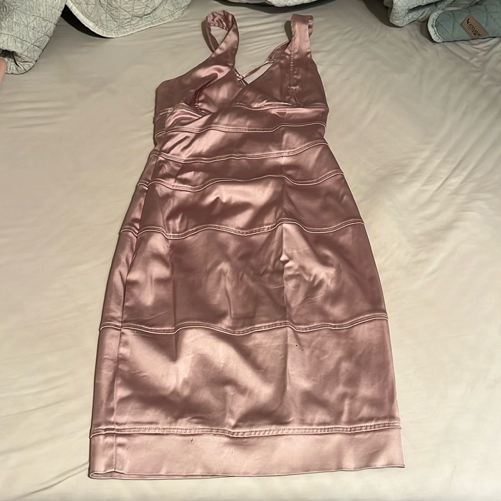 Satin pink stretchy dress